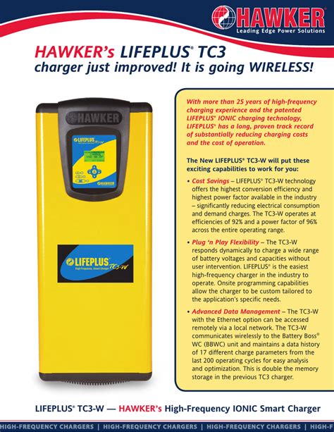 HAWKER has more than 75 authorized sales and service centers, including more than 35 stocking distribution dealers, across North America. . Hawker lifeplus tc3w manual
